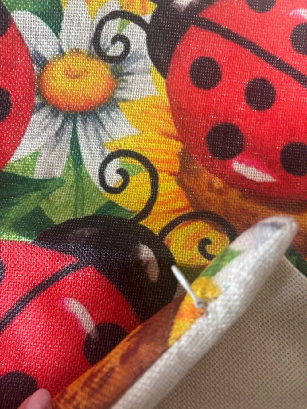 Ladybugs and Sunflowers Throw Pillow Cover 15”X15”